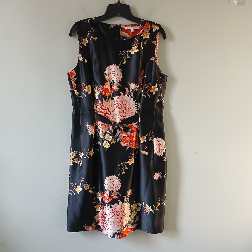 Fiori Di Zucca Women's Size 12 Sheath Dress‎ Floral 100% Silk Sleeveless Zipper
